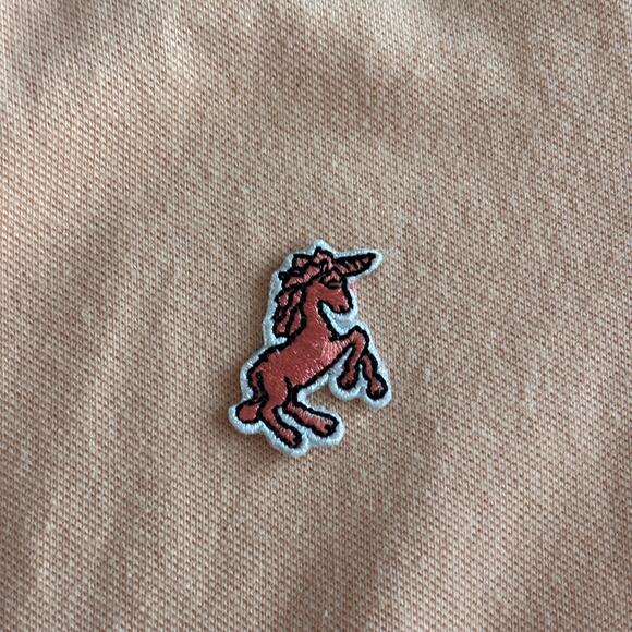 Y2K Heatherette Unicorn Polo Shirt Small Peach Orange Short Sleeve Distressed - Picture 7 of 10